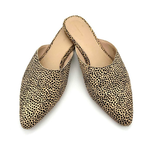 Parisian Slip On Mule in Spotty Calf Hair Pointed Toe Flat Leopard Cheetah Print - Picture 3 of 12